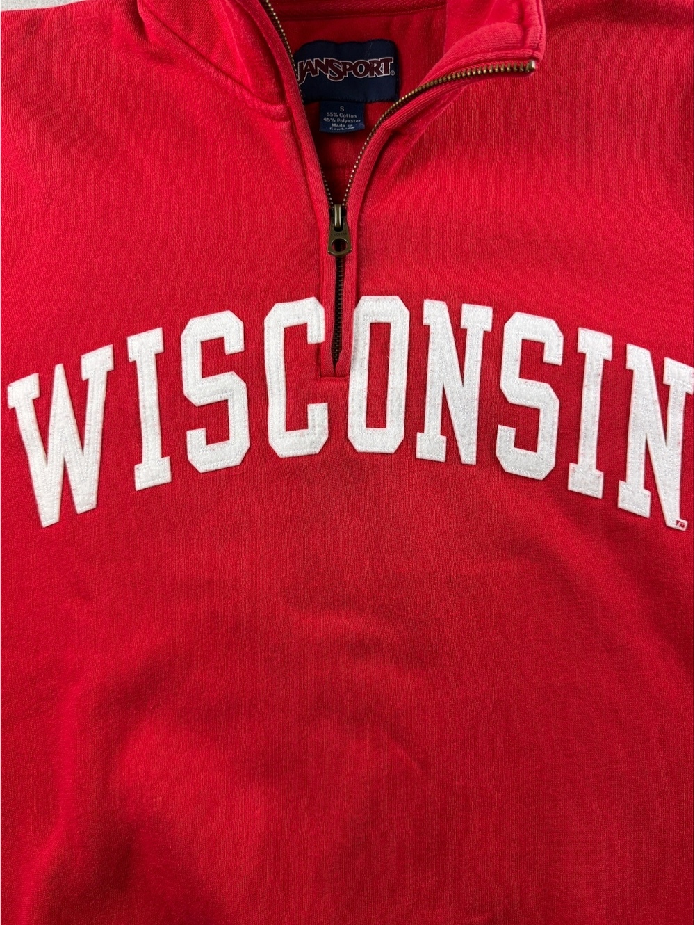 JanSport Wisconsin Red Half-Zip Pullover Sweatshirt Size S